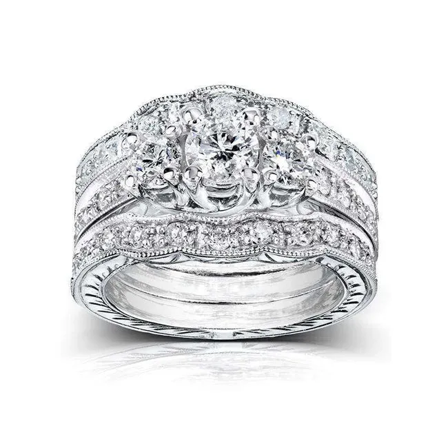 1-1/4ct.tdw Round Diamond 3-Stone Vintage Fashion Bridal Stack