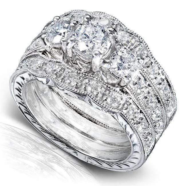 1-1/4ct.tdw Round Diamond 3-Stone Vintage Fashion Bridal Stack