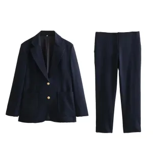 2024ZAR * Spring/Summer New Women's Commuting Minimalist Suit Coat Slim Fit and Slim Straight Leg Capris