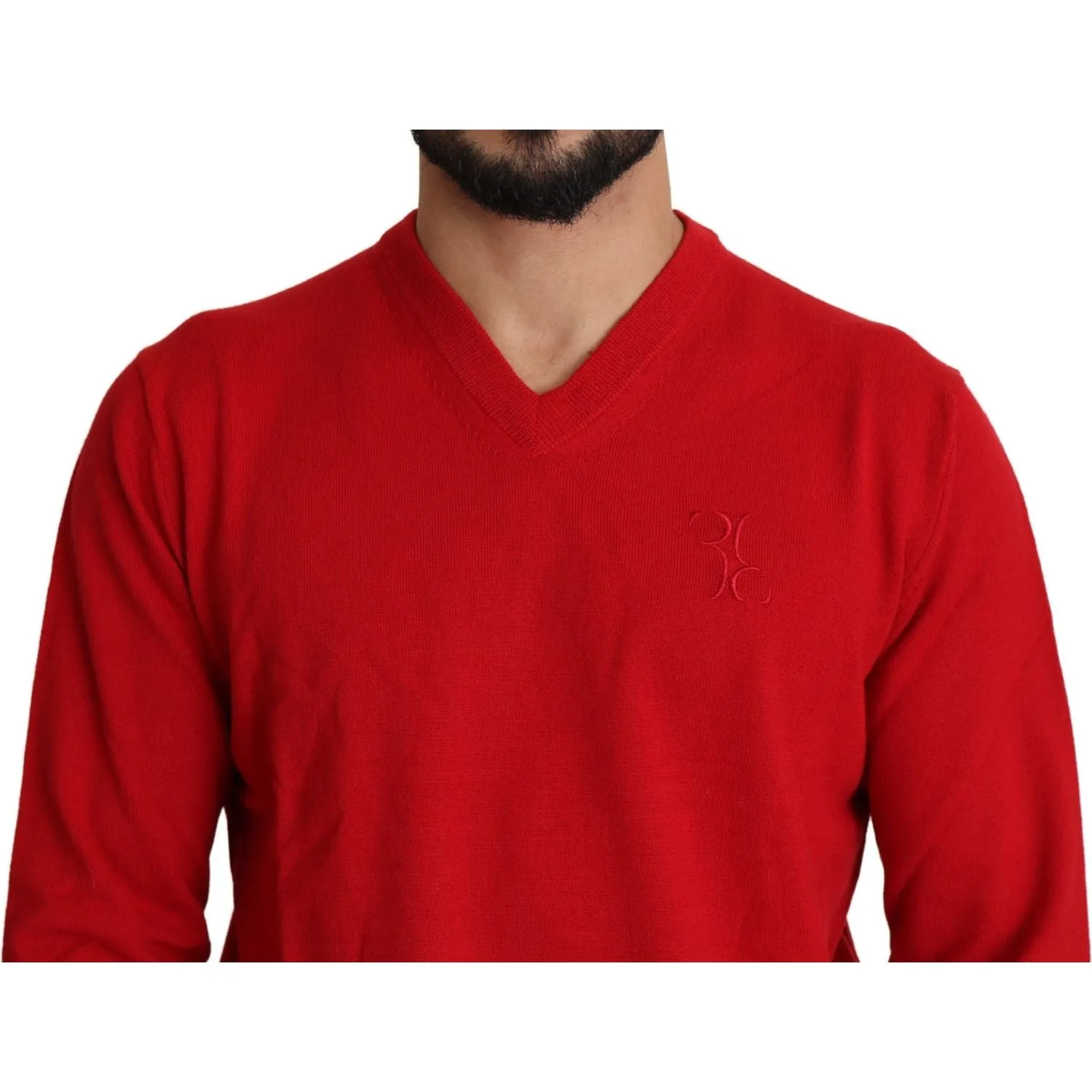 Billionaire Italian Couture Iconic Embroidered Red Wool Sweater