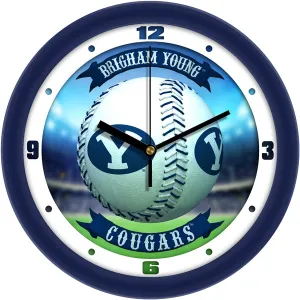 BYU Cougars Wall Clock - Baseball Home Run