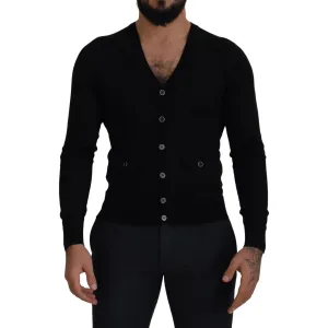 Dolce & Gabbana Elegant Wool Buttoned Black Cardigan