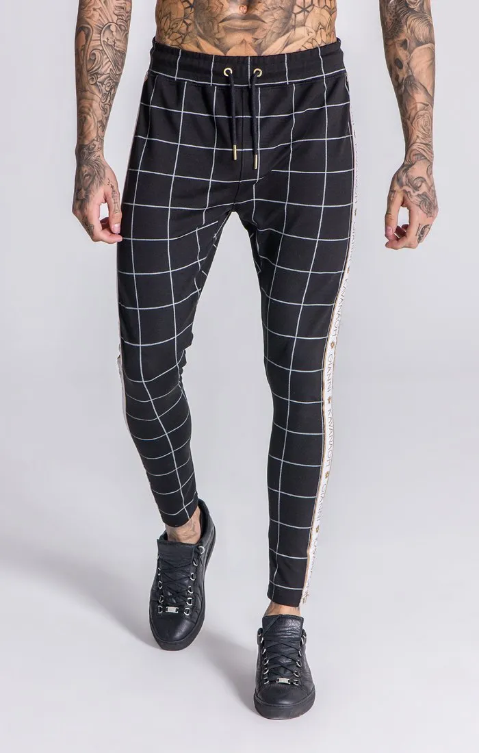 GK Black Checked Joggers With White/Gold Ribbon