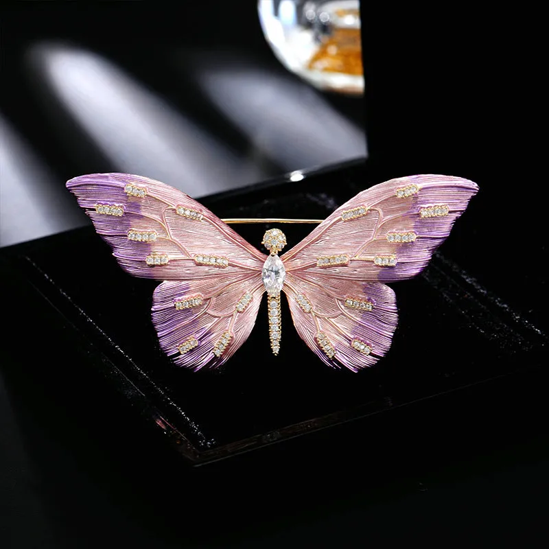 Gradient color butterfly brooch enamel glaze retro insect exquisite and elegant cheongsam coat jacket accessories