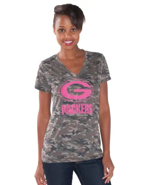 Green Bay Packers Brown Camo Women's V-Neck Tee