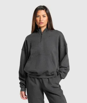 Gymshark Rest Day Sweats 1/2 Zip Pullover - Black Core Marl