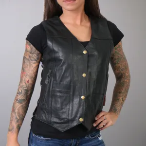 Hot Leathers VSL1008 Ladies Black 'Ten Pocket' Leather Vest