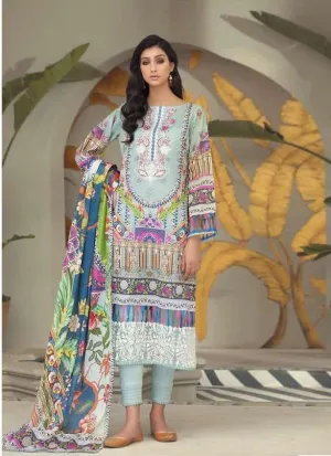 Lawn Cotton Unstitched Light Blue Suit Dress Material for Women