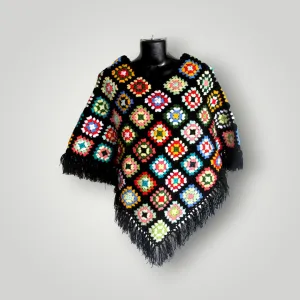 Lovely Multicolor Design Handmade Graminart Poncho For Girls/Women