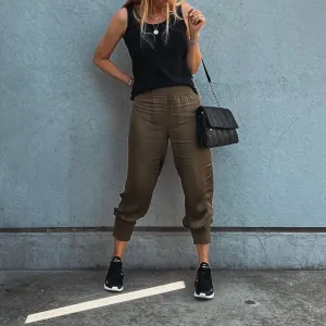 Napoli KHAKI satin harem joggers *NEW*