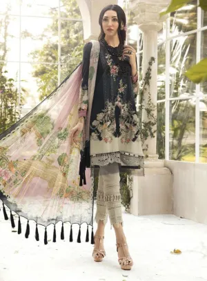 Pakistani Black Cotton Unstitched Suit Material for Women