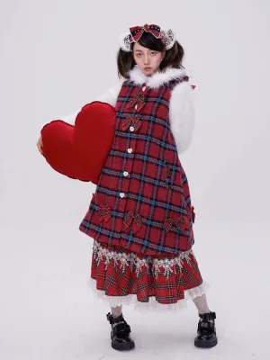 Red plaid christmas retro coat【s0000004035】