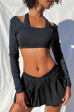 Speedy Long Sleeve Crop Top - Black