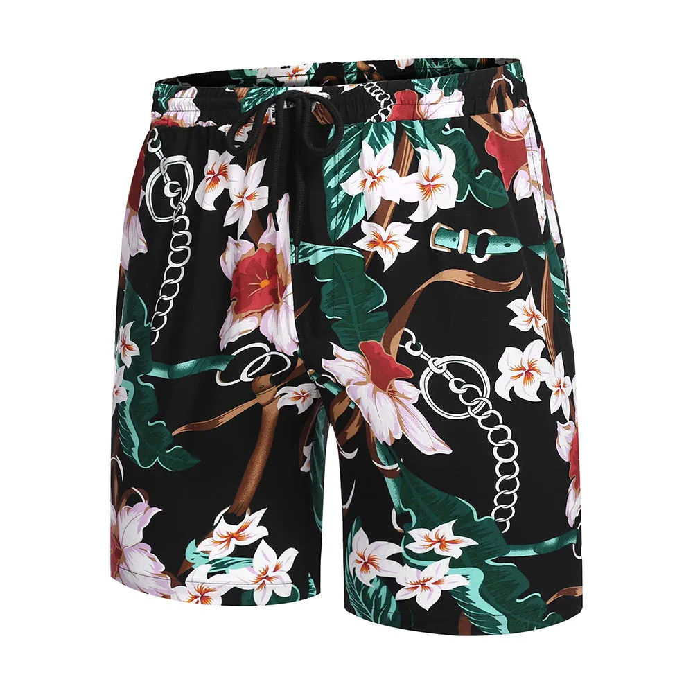 Summer Beach 2 Piece Outfits Flower Shirt Tracksuits for Men